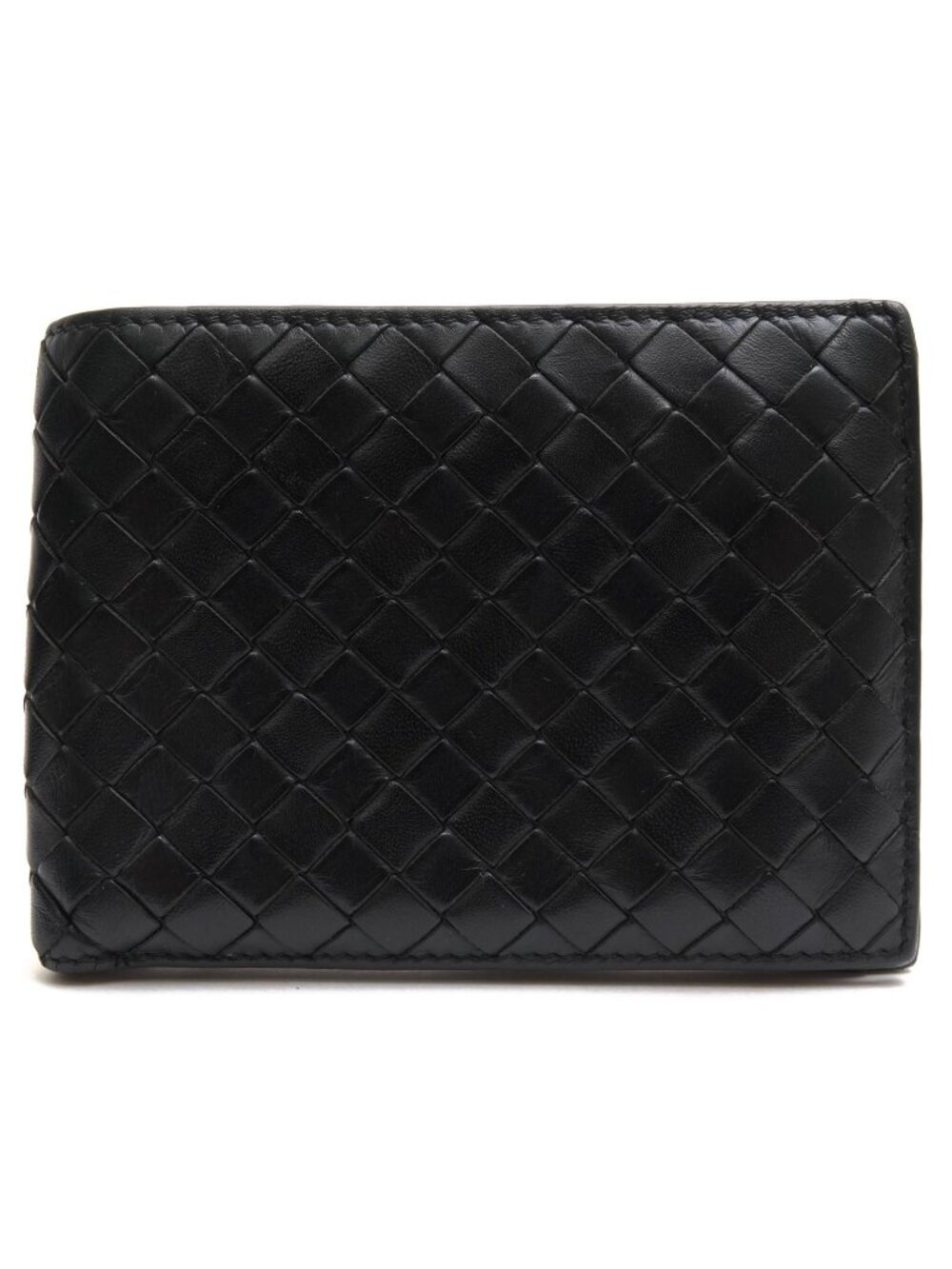 Bottega Veneta Wallet Leather Black Bifold with Coin Purse Mesh Intrecciato - Picture 1 of 9